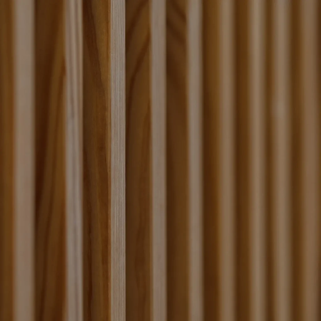 Fluted wall panels used in a modern commercial interior in Malaysia.